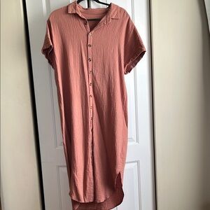 Amazon Peach/Light Rust Midi Dress Casual and Versatile